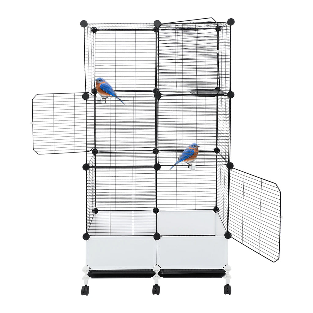 Large Parrot Cage, Standing Bird Cage 29x14x55 Inch, Spacious Birdcage with Splash Guard & 6 Locking Wheels