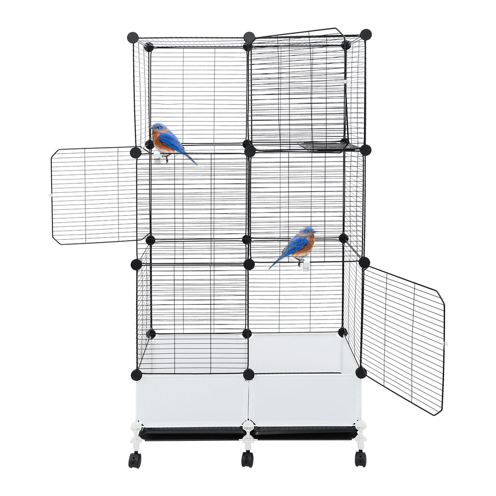 Large Parrot Cage, Standing Bird Cage 29x14x55 Inch, Spacious Birdcage with Splash Guard & 6 Locking Wheels