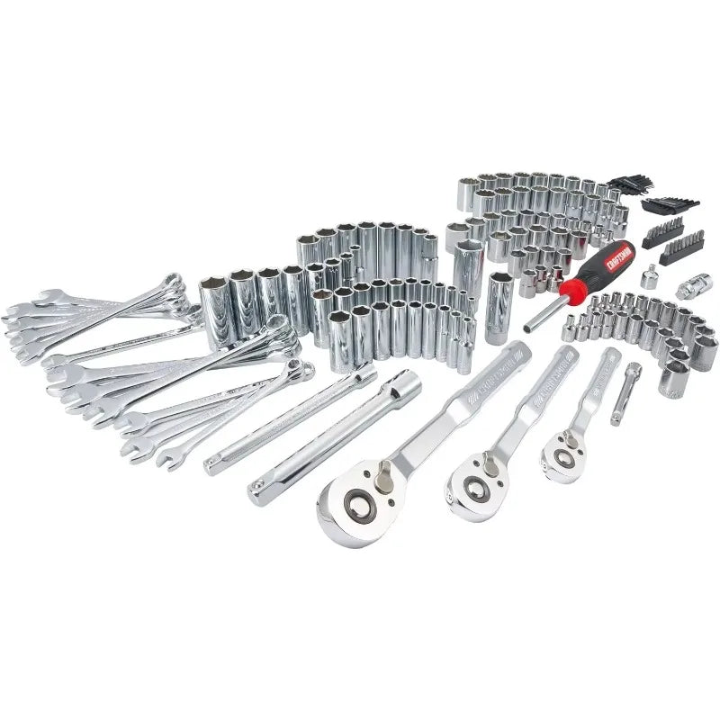 Socket Set, 159 Piece Socket Wrench Set Mechanics Tools 1/4-in., 3/8-in., and 1/2-in(, 6 Point and 12 Point (CMMT12125)