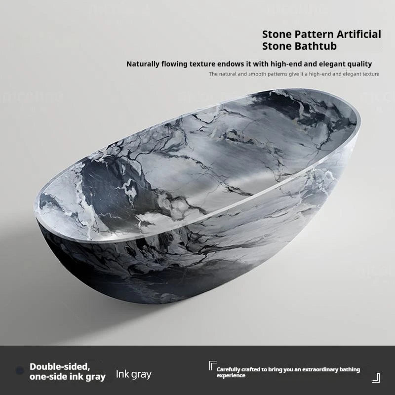 Artificial Stone Bathtub, Marble Look Freestanding Tub