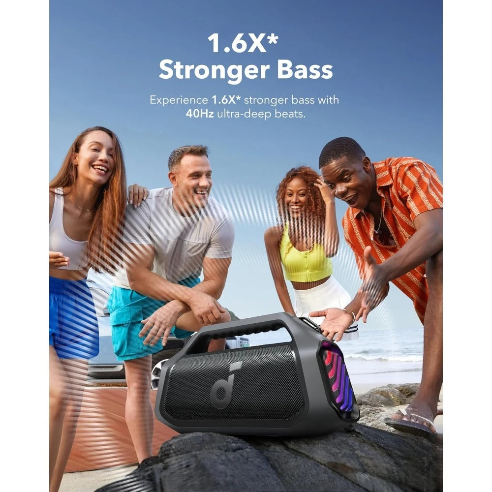 140W Portable Bluetooth Speaker with RGB Lights, 20H Playtime, Fast Charge Power Bank