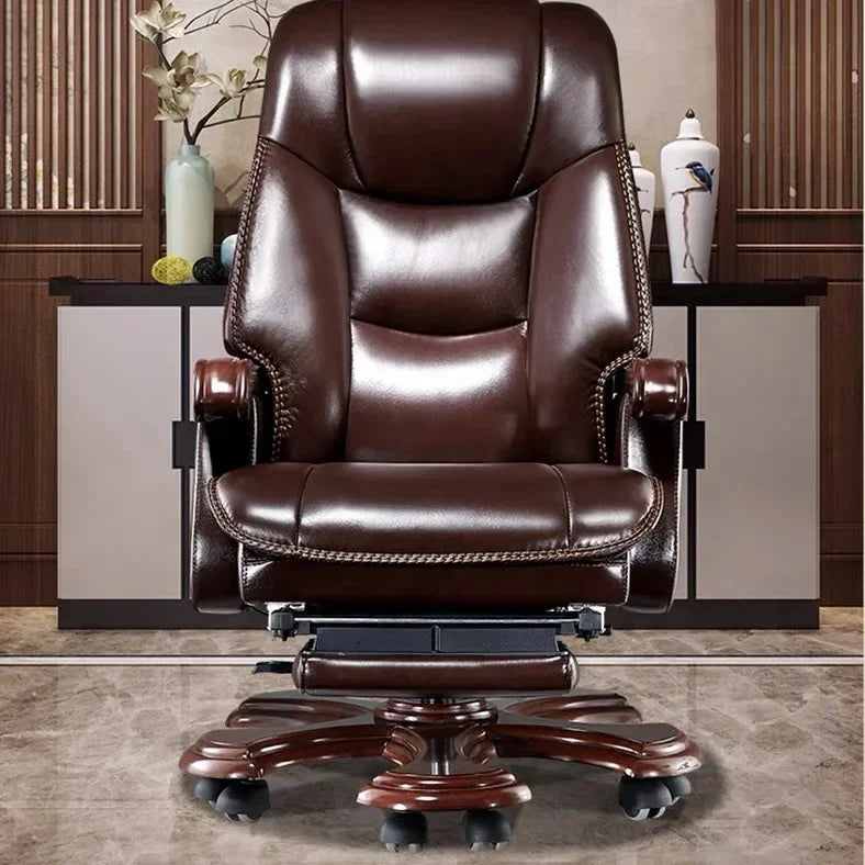 #i Chinese Boss Chair, Business leather CEO Office chair with massage pedal,
