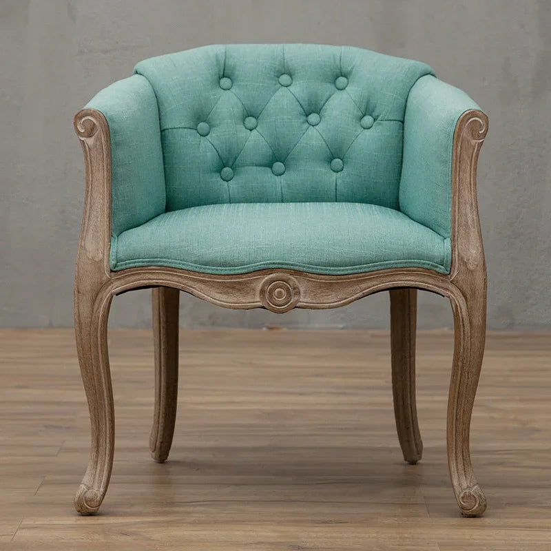Leisure Sofa Chair, Solid Wood Antique Dining Chair, European Hotel Dining Chair, Living Room Leisure Sofa Chair