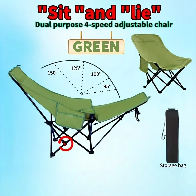 Heavy-Duty Foldable Beach Chair with Adjustable Height and Crossed Backrest