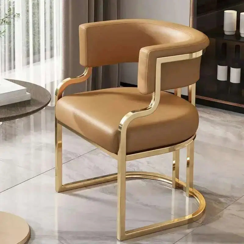 Luxury golden Dining Chairs, wrought Iron Backrest Armchair