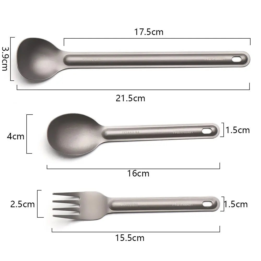 Light Titanium Long Handle Spoons and  Cutlery Fork for Outdoor Camping