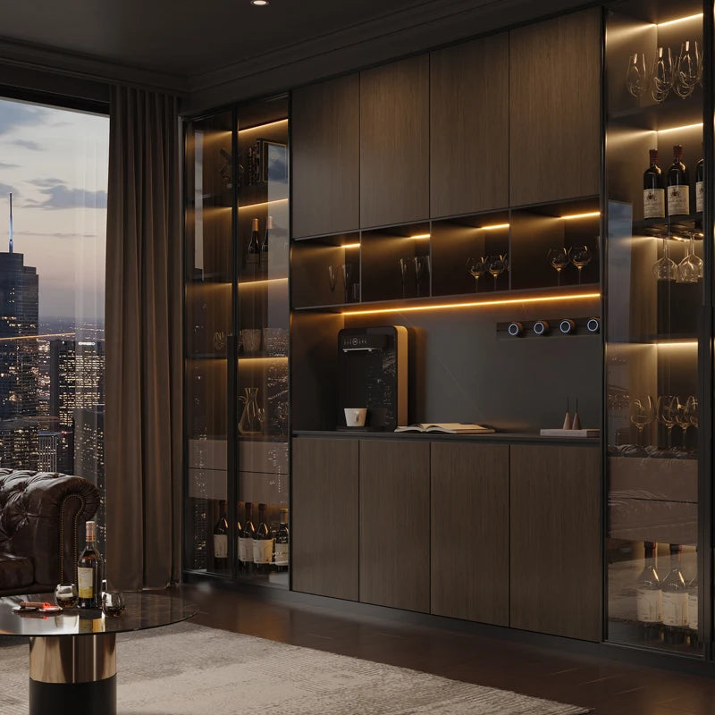 Luxury Wood Living Room Cabinets, Display Wine Bookcase