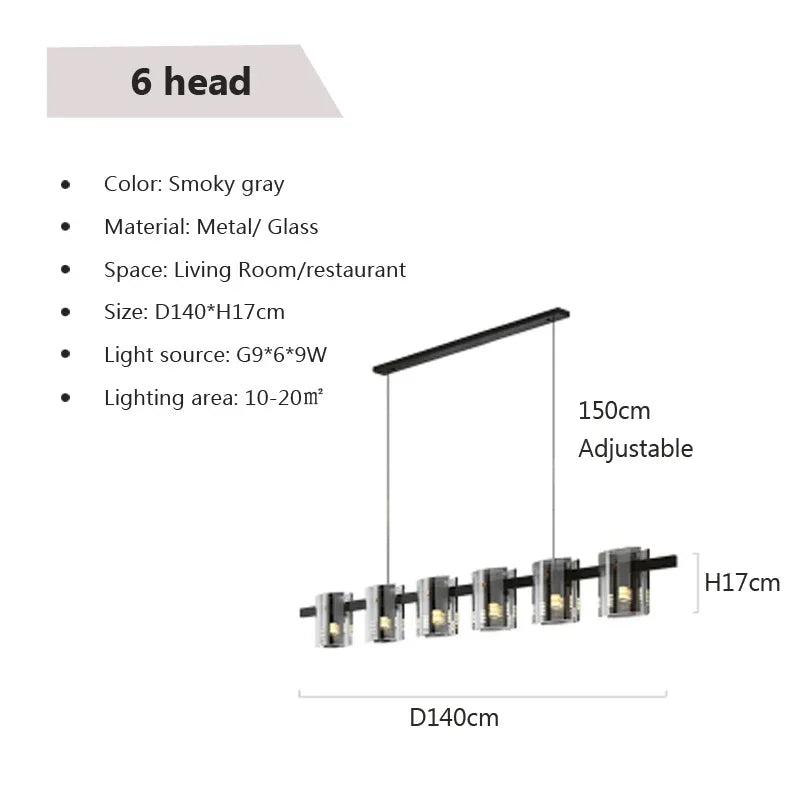 Postmodern LED Amber Smoky Glass Chandeliers