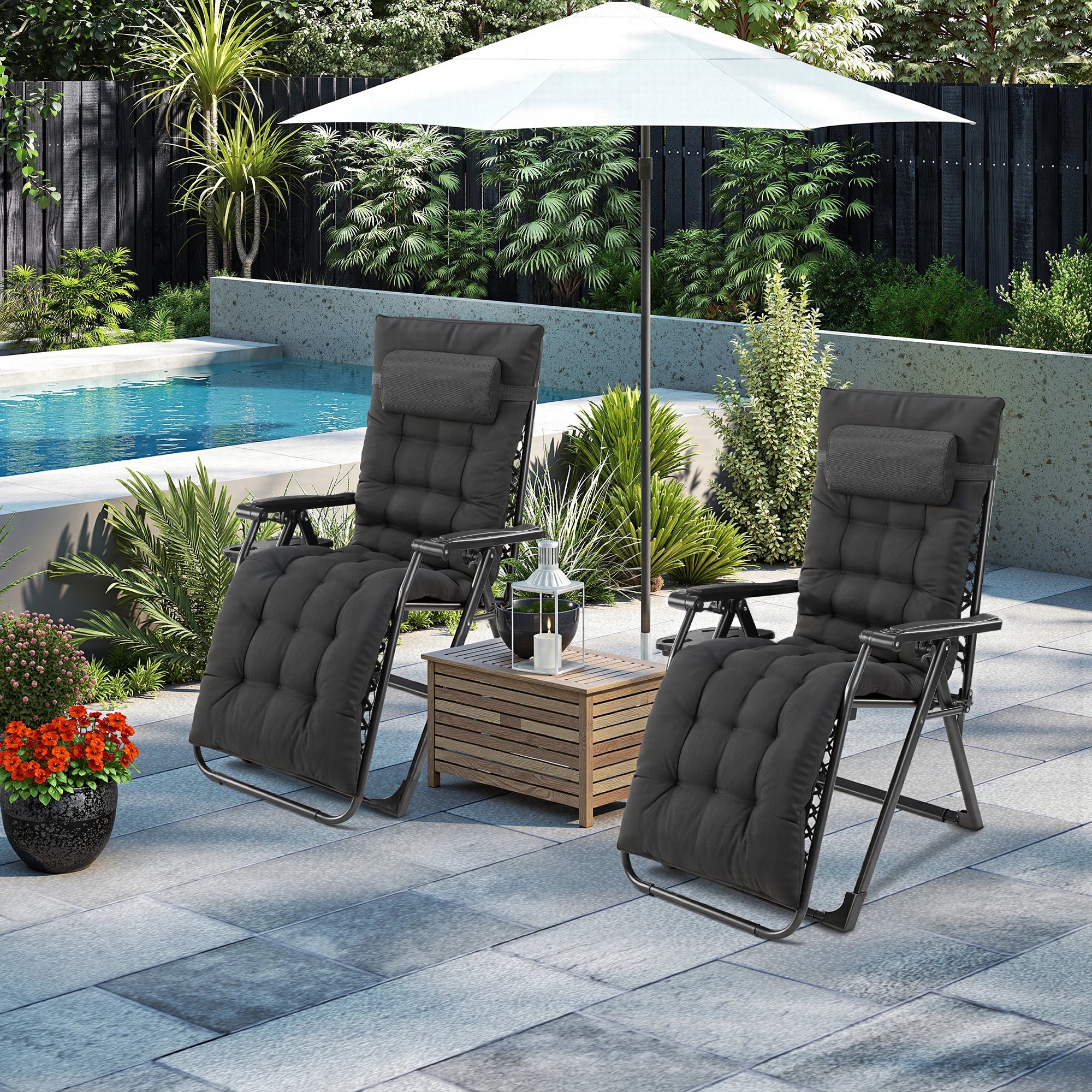JHK Zero Gravity Folding Recliner Chair with Cup Holder Trays