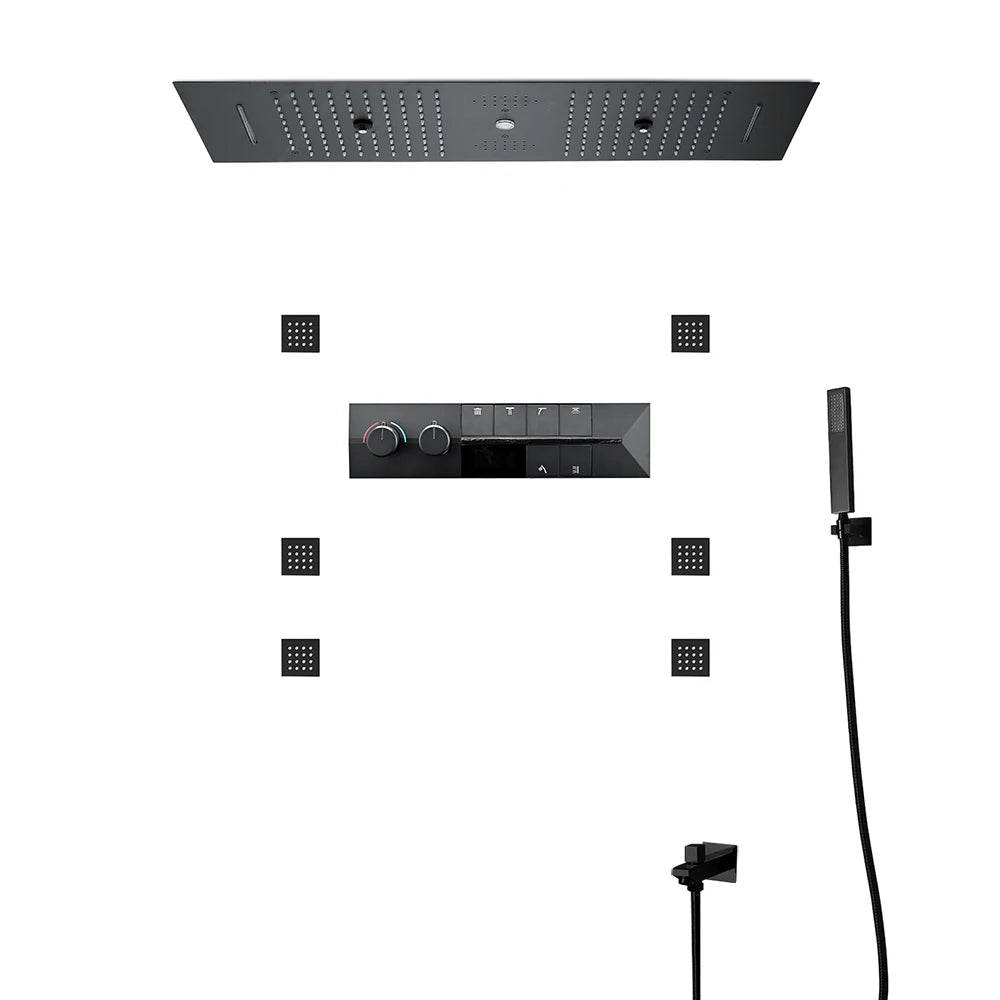 M Boenn Bathroom Spa 6 Functions Shower System, Rainfall Smart Thermostatic Showers Faucet Set