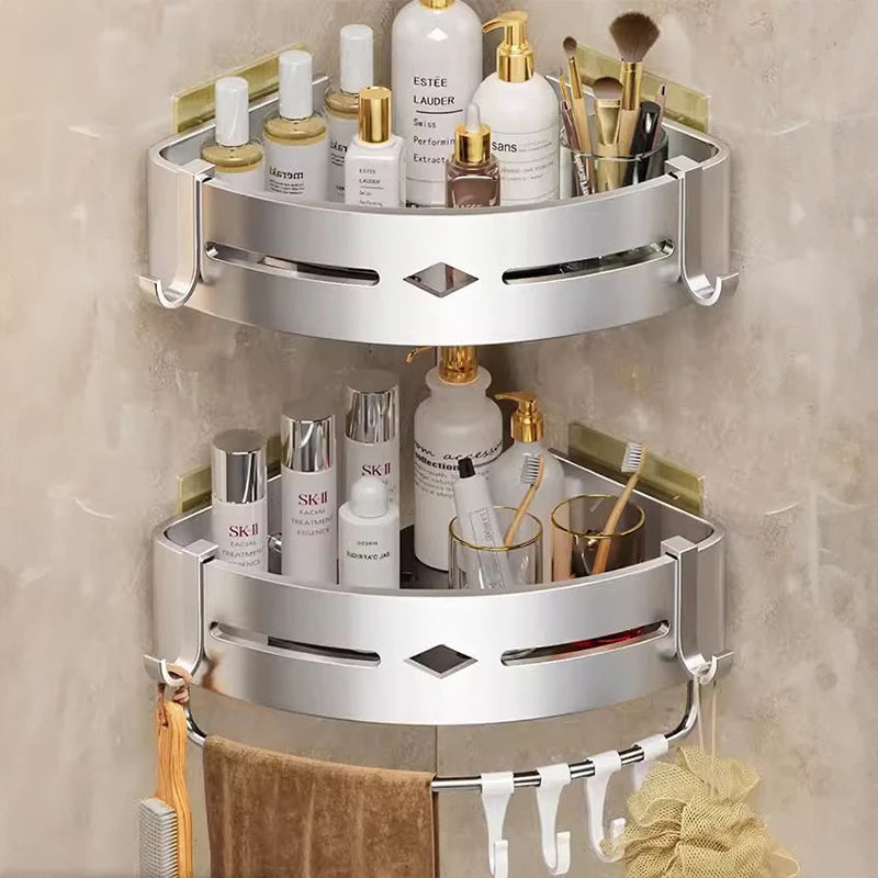 Wall Mount Toiletries Basket Storage Shelf Without Drilling Toilet Shower Shelf Bathroom Accessories Storage Unit For Bathroom