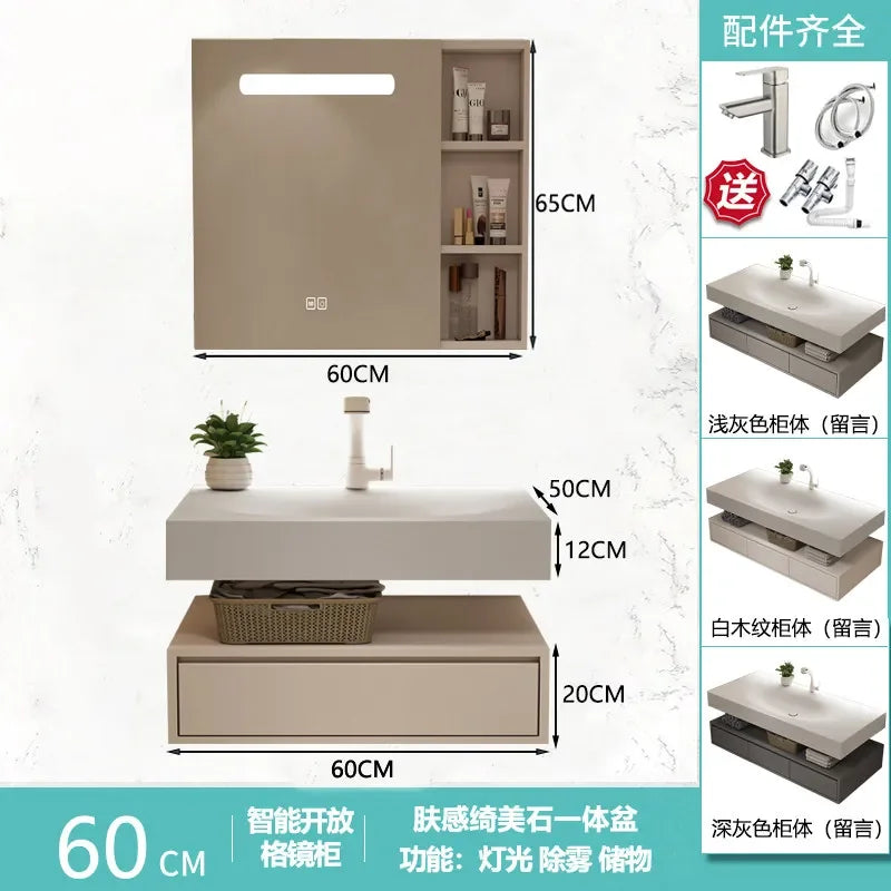 Modern Integrated Bathroom Vanity Washstand Basin, Combined Cabinet