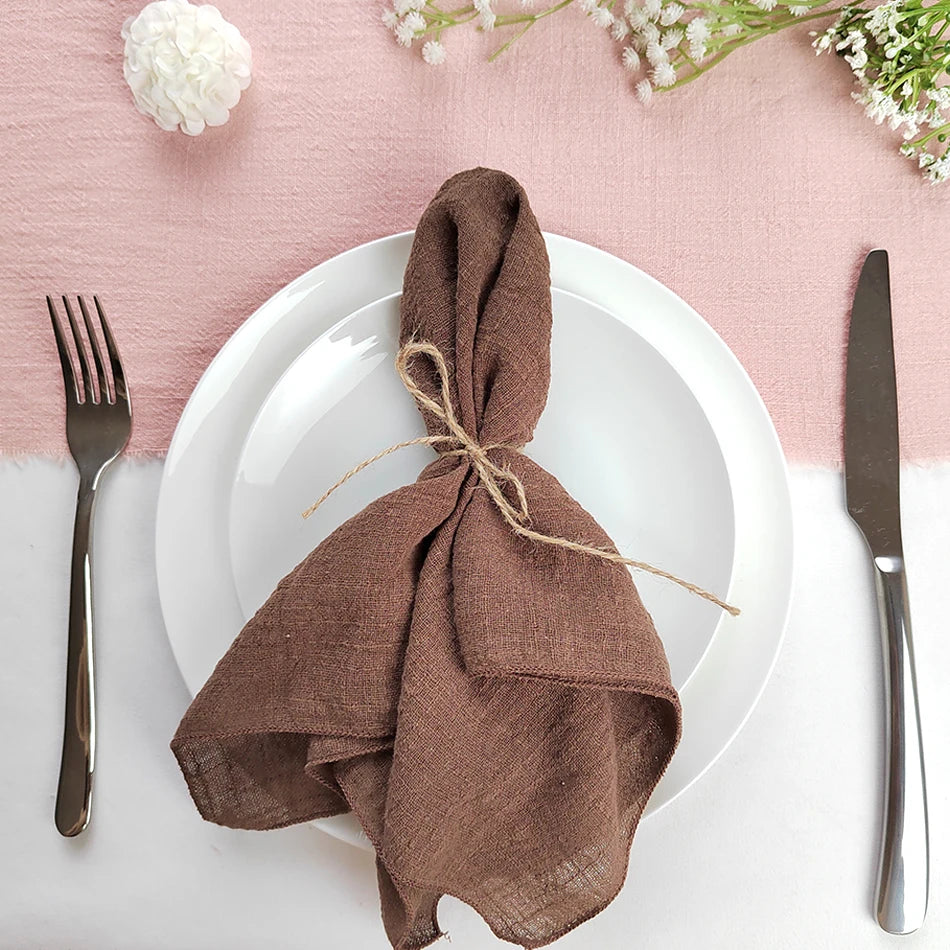 Set of 6  Terracotta Cloth Napkins, Cotton Factory Wholesale Fabric Serviette Gauze Table Towels