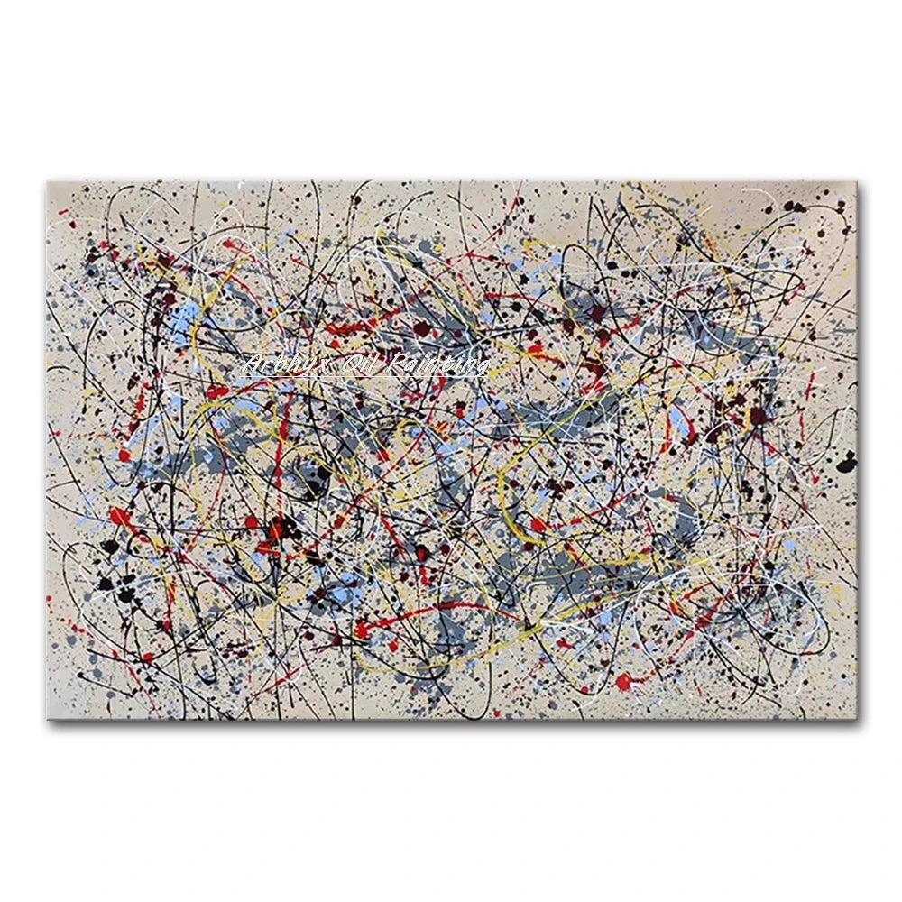 Arthyx,Hand Painted Copy Jackson Pollock Style Oil Painting on Canvas