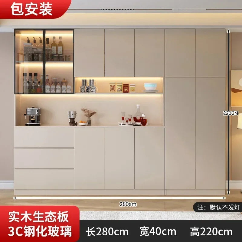 Large Modern Kitchen Pantry with Glass Doors and Drawers, Sideboard Buffet