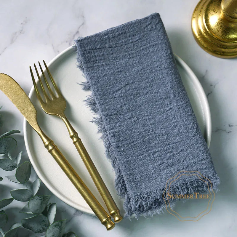 12PCS Napkins 41x41cm Cotton Cloth Gauze Retro Burr Rustic Linen Napkin