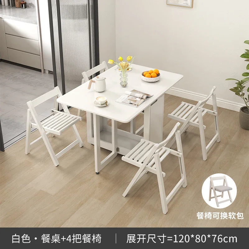 Folding Dining Table Set 6 Chairs, Luxury Modern Space Savers