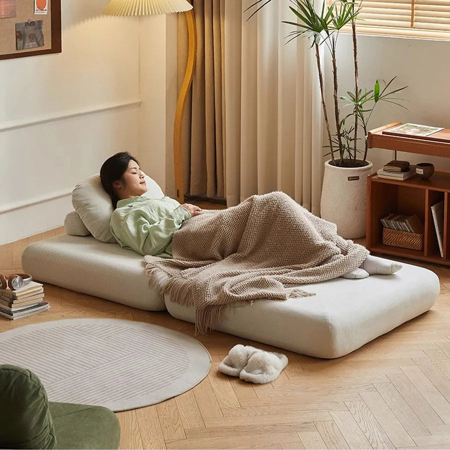 Fabric single, small-sized living room folding dual-use sofa, sofa bed