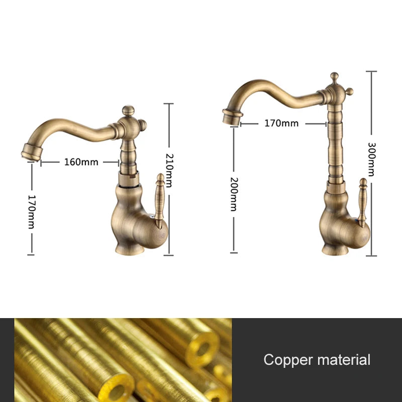 Antique Bronze 360 Degree Turn Bathroom Sink Faucet