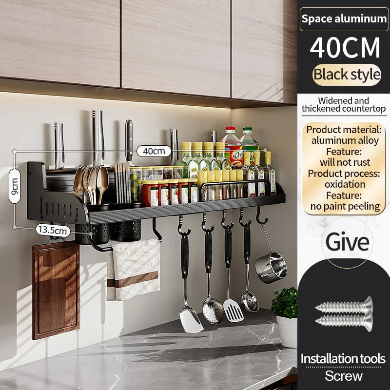 Kitchen Storage Rack Multi Functional Home Wall Mounted Seasoning Chopsticks Knife Holder Complete Collection of Supplies Rack