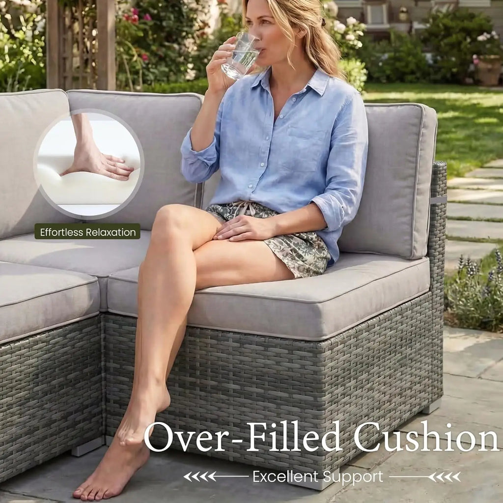 8 Piece Patio Furniture Set with 44" Propane Gas Fire Pit Table,