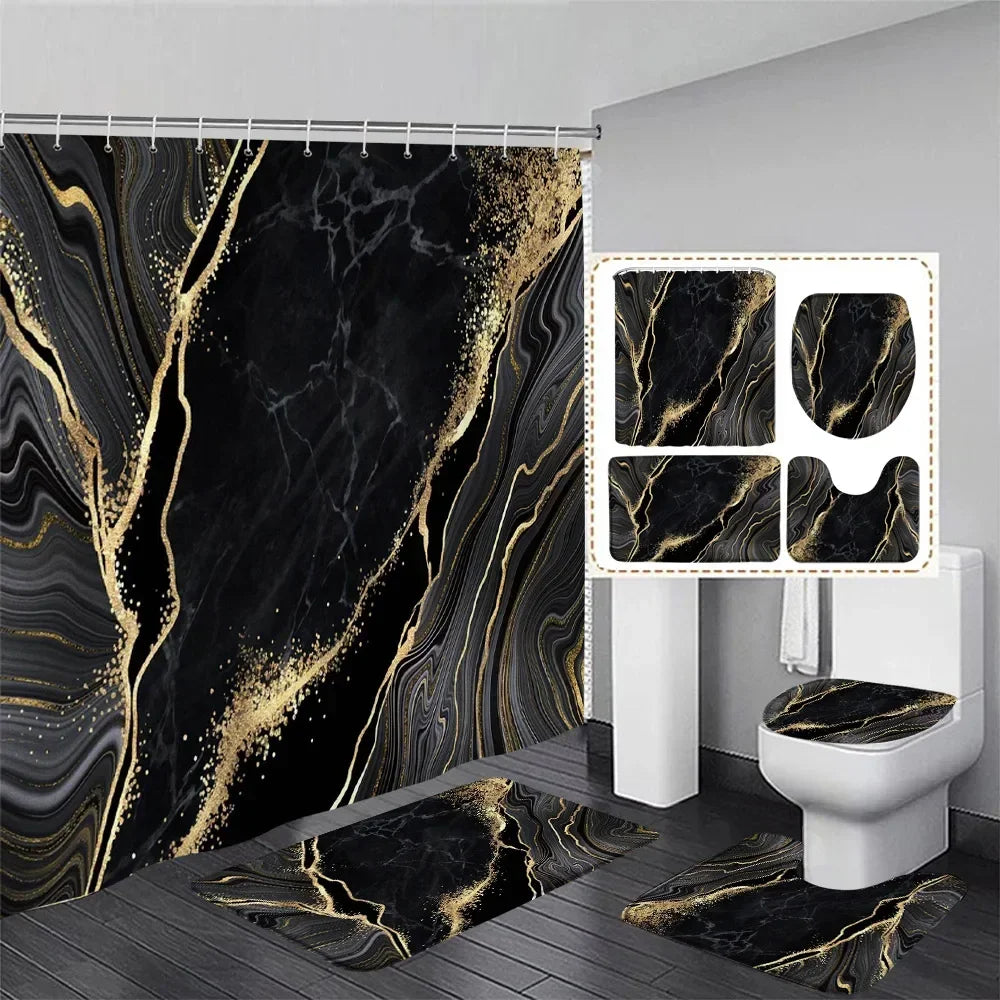 Abstract Art Bathroom Decor Door Rug Bath Mat Toilet Lid Cover