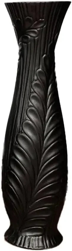 Handmade Ceramic Vase For Pampas Grass Tall Large Black Floor Vase For Home Living Room Decor Feather Pattern Wide Mouth Opening