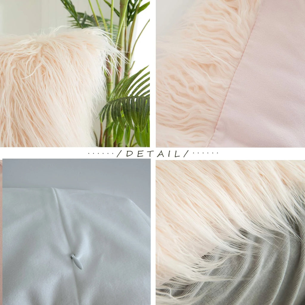 Pack of 1 Soft Luxury Long Faux Fur Plush Throw Pillow Cover,