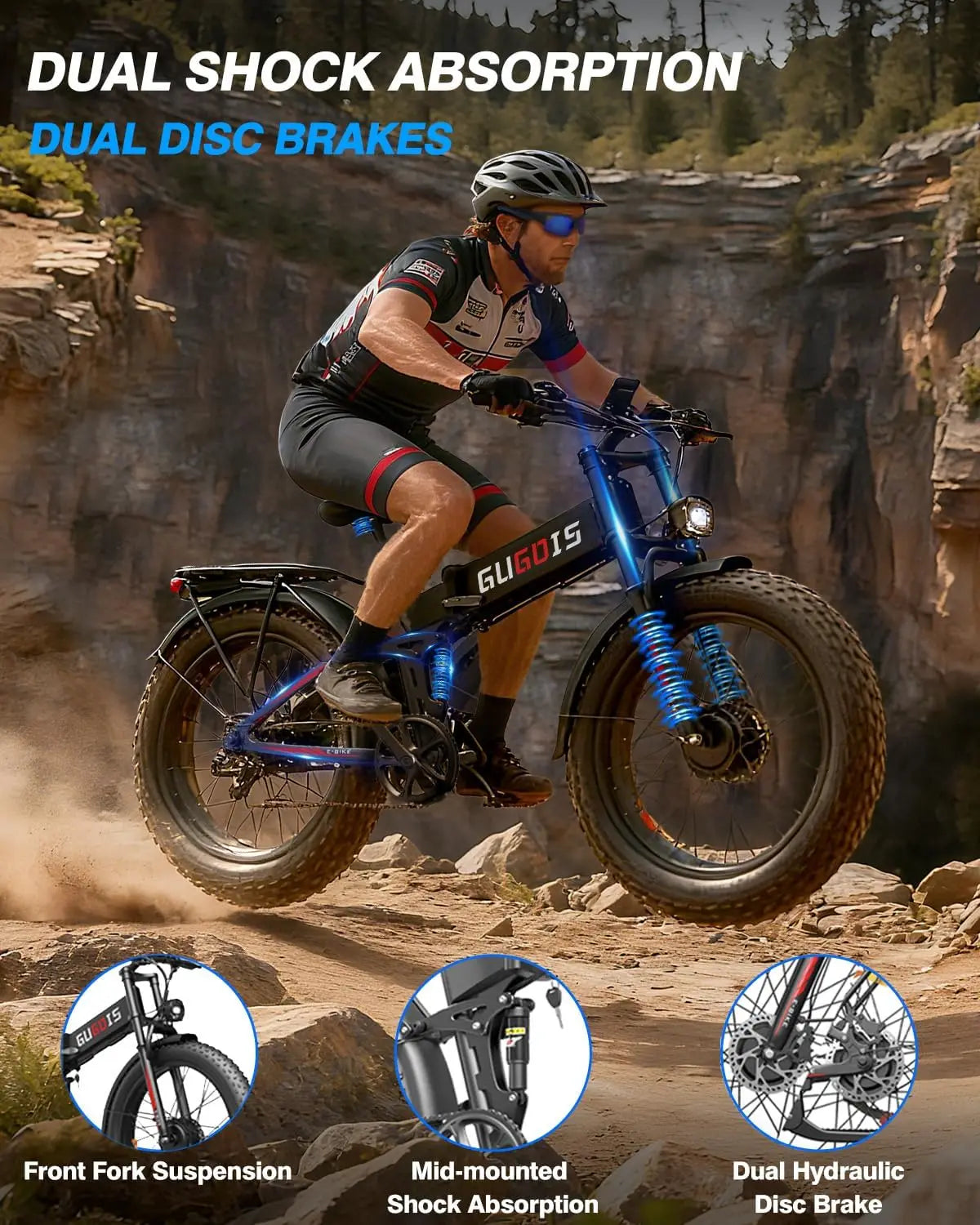 26x4.0" Fat Tire Folding Electric Bike for Adults, 3000W Peak Dual Motor Ebike for Men Women, 48V 23Ah Removable Battery (UV UL2849 && GCC Certified) ,Up to 31MPH & 60 Miles (PAS Mode), 7 Speed Gear, All Terrain Fast E Bike f
