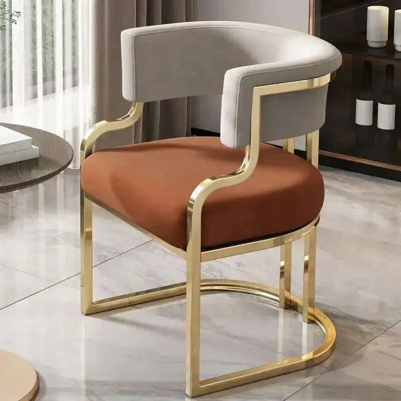 Luxury golden Dining Chairs, wrought Iron Backrest Armchair