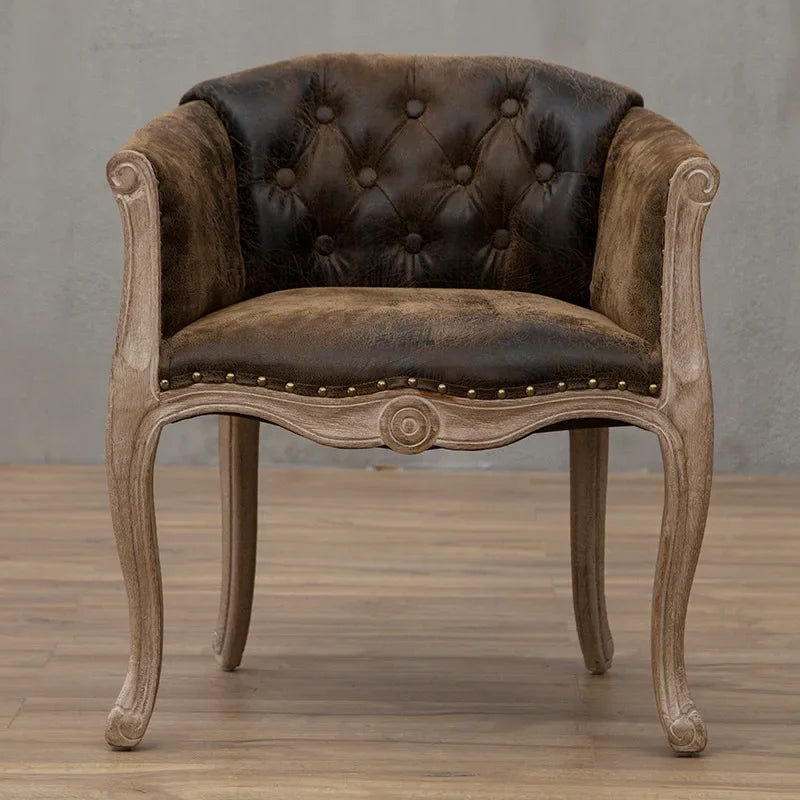 Leisure Sofa Chair, Solid Wood Antique Dining Chair, European Hotel Dining Chair, Living Room Leisure Sofa Chair