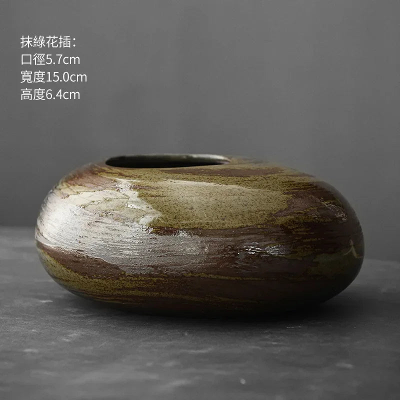 Japanese Style Terracotta Vase Imitation Stone Abstract Flower Arranger