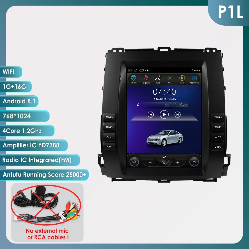 9.7"Carplay Android 13 Auto Car radio For Toyota Land Cruiser Prado 120 2002 - 2009 Lexus GX47 GPS Stereo 2din Multimedia player