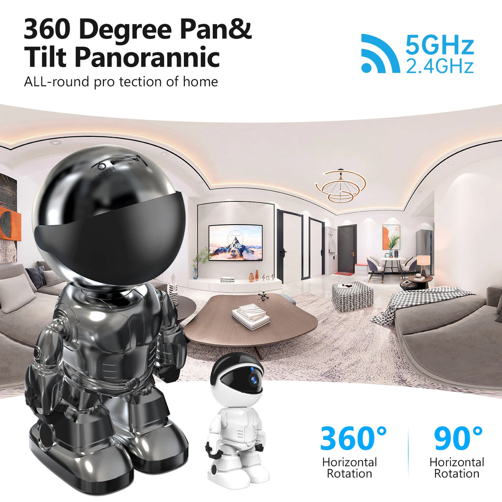 WESECUU  Robot Camera Wifi 3MP Indoor Home Security Camera Night Vision Two Way Audio Auto Tracking Indoor Baby Monitor