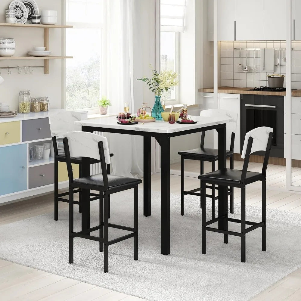 5-Piece Counter Height Dining Table Set with 4 Bar Stools,
