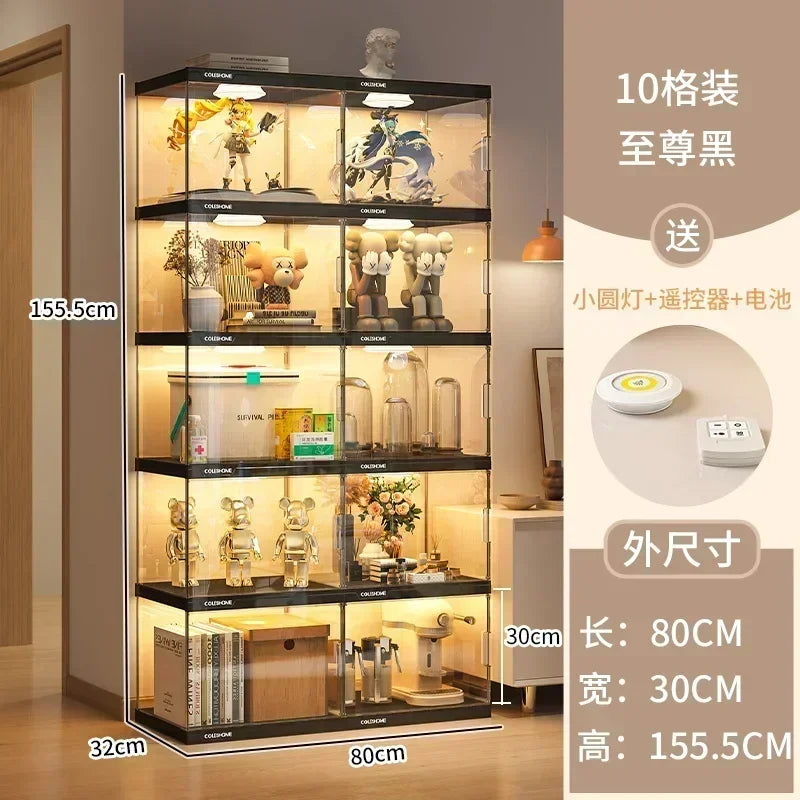 Nordic Living Room Display Cabinet Bookshelf Storage Organizer With Lights