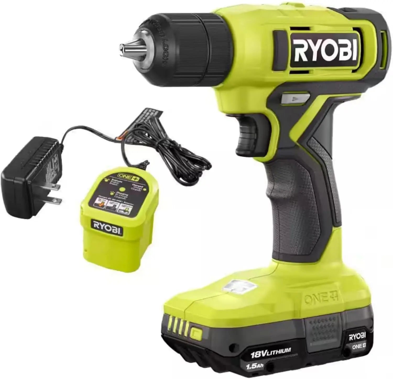 18V Cordless Drill Driver Kit with 1.5Ah Battery, Charger, Hand Tools, Drill Bits, Tool Bag, Holster, Pouch & Flashlight