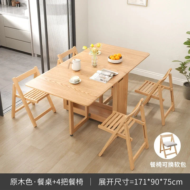 Folding Dining Table Set 6 Chairs, Luxury Modern Space Savers