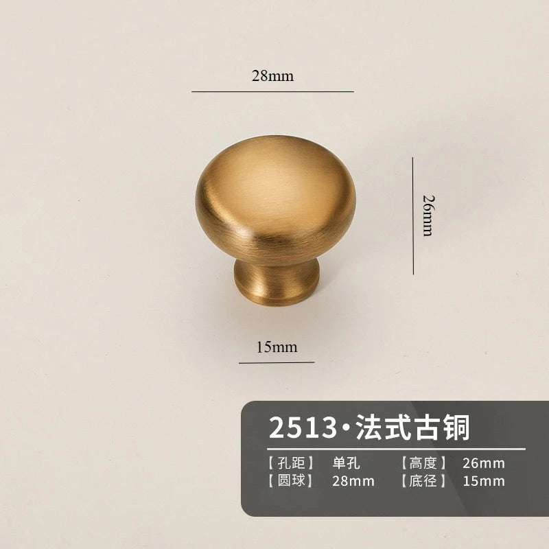 Vintage Style Brass Handles, Bronze Single-Hole Small Knobs