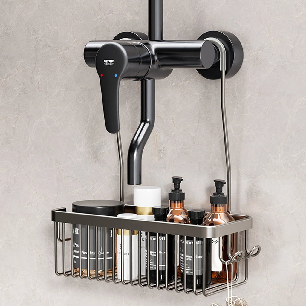 Convenient Toilet Shower Rack with No Drilling Installation Bathroom Storage Aluminum Basket for Shower Room and Bath Products