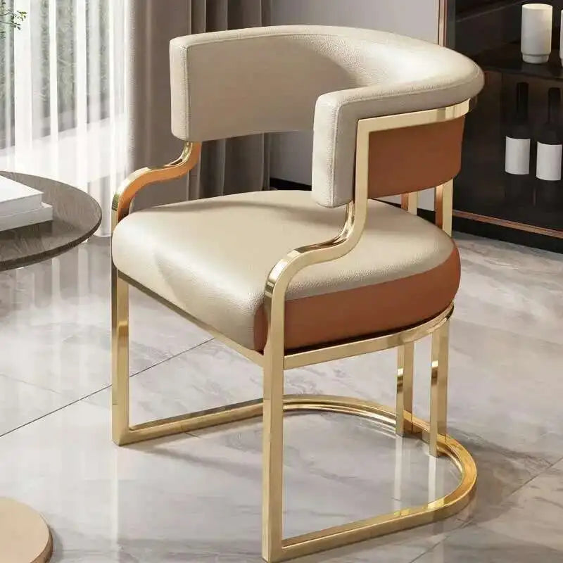 Luxury golden Dining Chairs, wrought Iron Backrest Armchair
