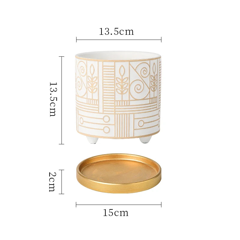 Simple Cylindrical Ceramic Flower Pot,, Succulent Plant Potted Garden Decoration