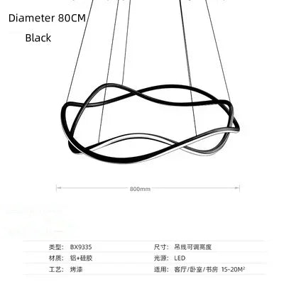 Modern Designer 3D Curved Pendant LED Chandelier
