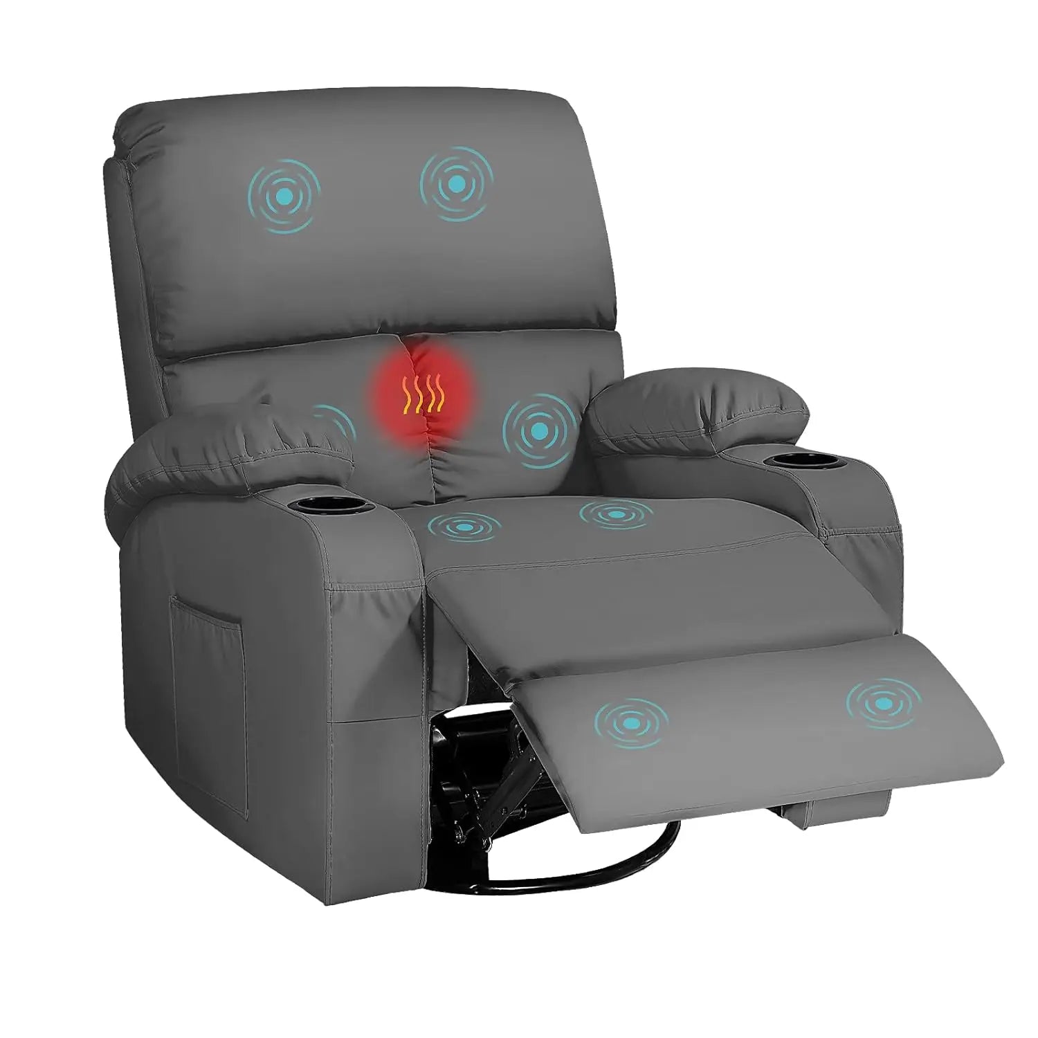 Massage Rocker Recliner Chair with Vibration And Heat USB & Type-C Ports, 360° Customizable Rocking Recliner Chair