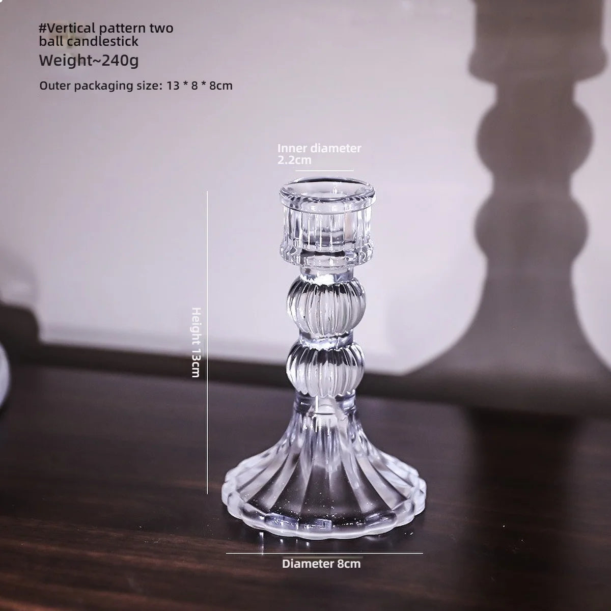 Glass Candle Wick Holder Clear Pillar Table Design Candlestick for Dining Decor