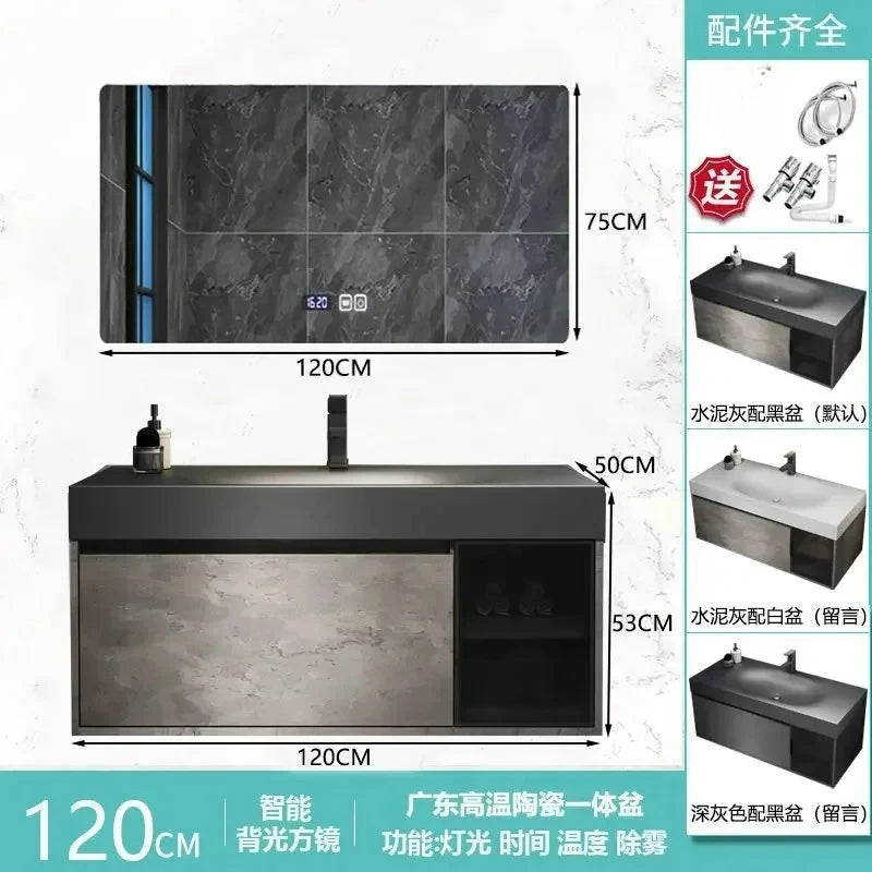 Modern Bathroom Cabinet, Smart Mirror, Integrated Washbasin Bathroom Vanity Cabinets with Sink