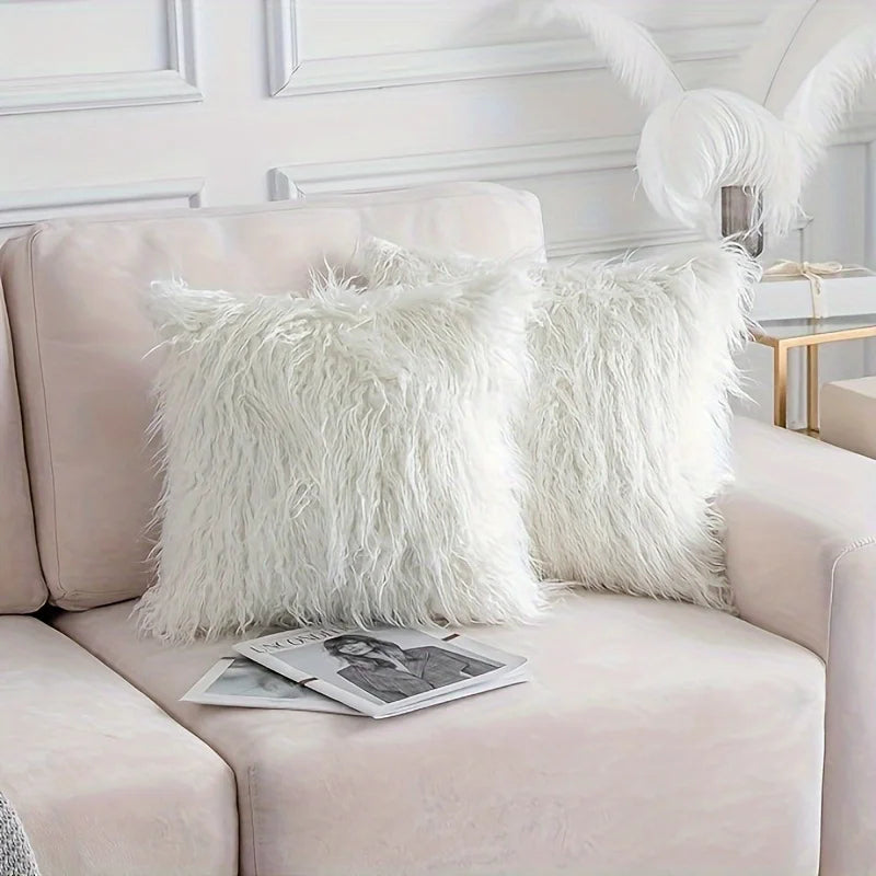 Pack of 1 Soft Luxury Long Faux Fur Plush Throw Pillow Cover,