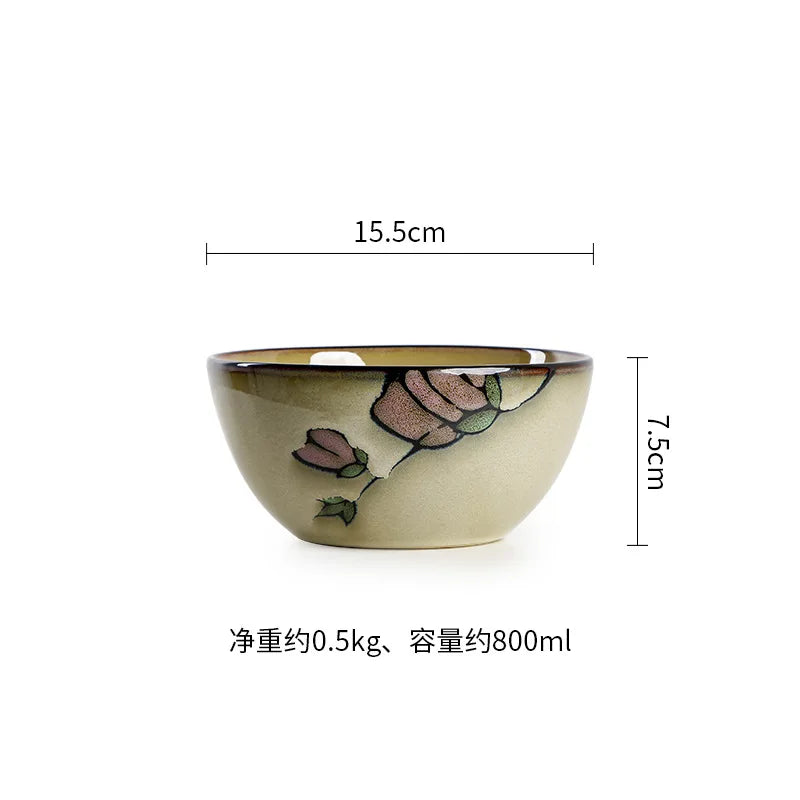 Hand Drawn Mulan Ceramic Plates, Fish Plates, Soup Bowls, Baking Pans, Rice Bowls, Snacks, Creative Retro Round Tableware