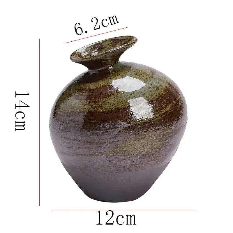 Japanese Style Terracotta Vase Imitation Stone Abstract Flower Arranger