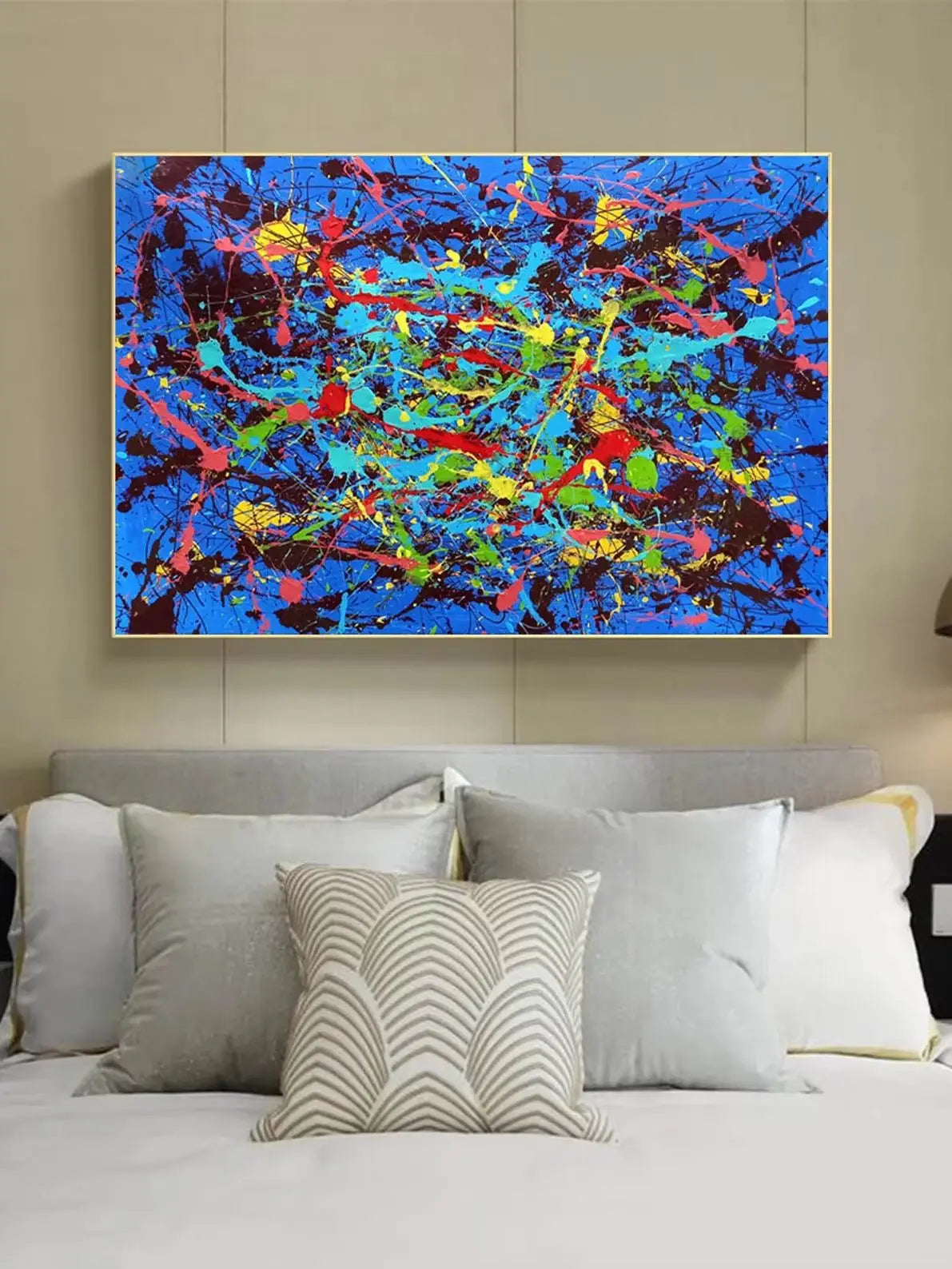 Hand Painted Jackson Pollock Style Abstract Drip Canvas Wall Art